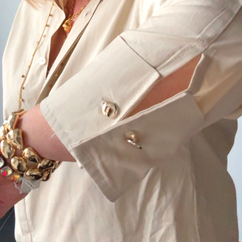 Bluse "MANDARIN" mit Stehkragen, beige