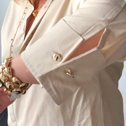 Bluse "MANDARIN" mit Stehkragen, beige