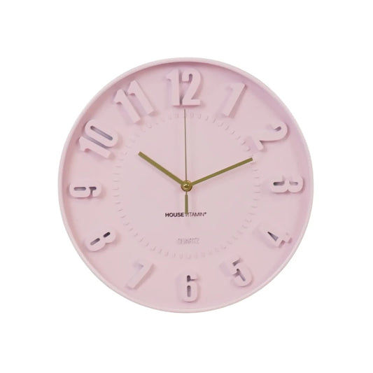 Clock Wall Clock Numbers Light Pink 30x30x4cm Sku 204190