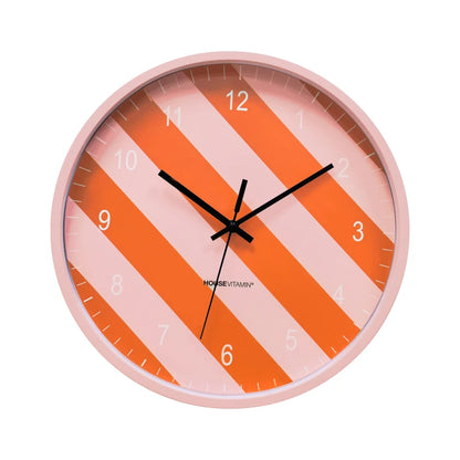 Clock Wall Clock Striped Pattern Orange Pink 34x4x34cm Sku 204176