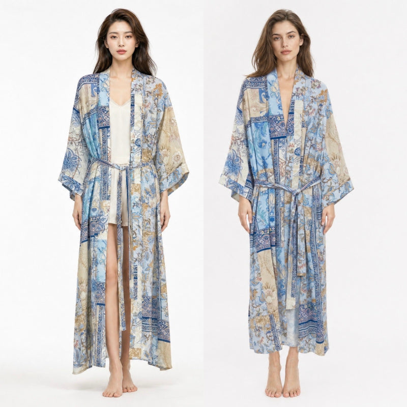 Kimono "POETRY" 3/4-Ärmel, blau