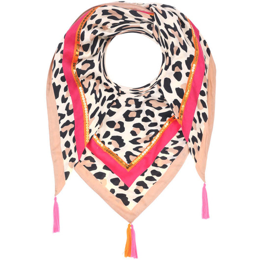 Dreieck Leo Pailletten Baumel Beige Pink