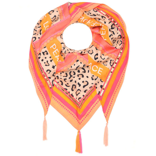 Dreieckstuch 100% Organic Bamboo "love Peace Hope" Orange