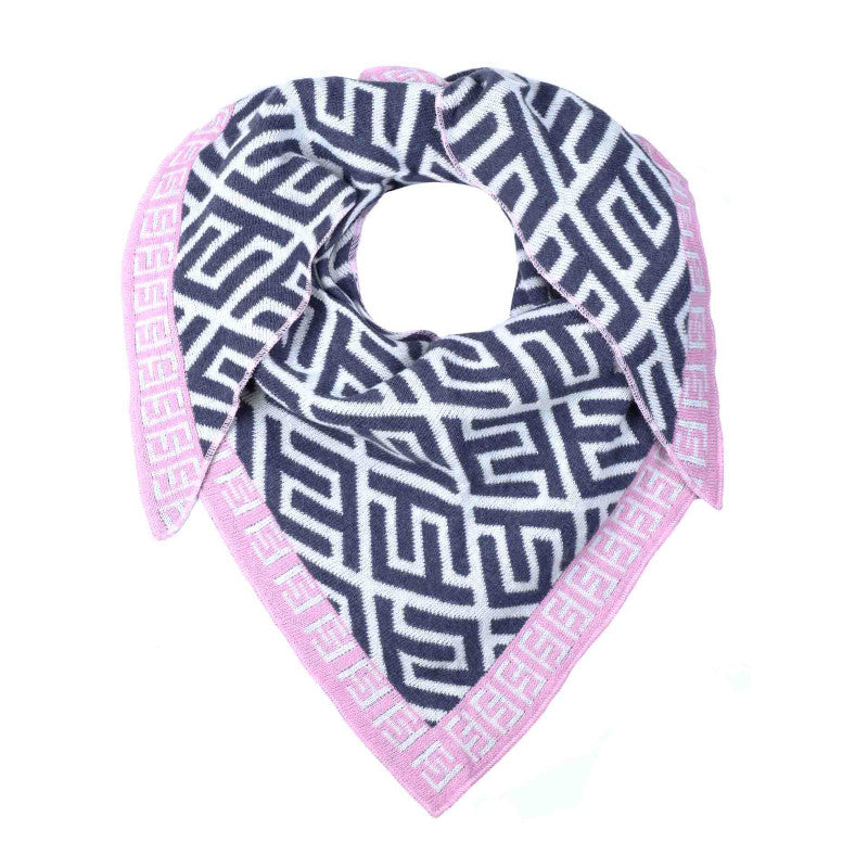 Dreieckstuch Labyrinth Rauten Navy Rosa