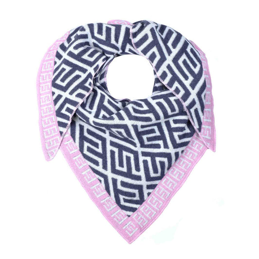Dreieckstuch Labyrinth Rauten Navy Rosa