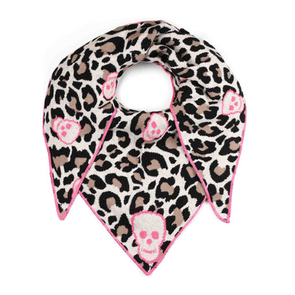 Dreieckstuch Leo Skull Beige Rosa