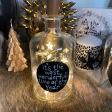 Rustik Lys Glasflasche "It's the most wunderful time of the year", by KIMMI