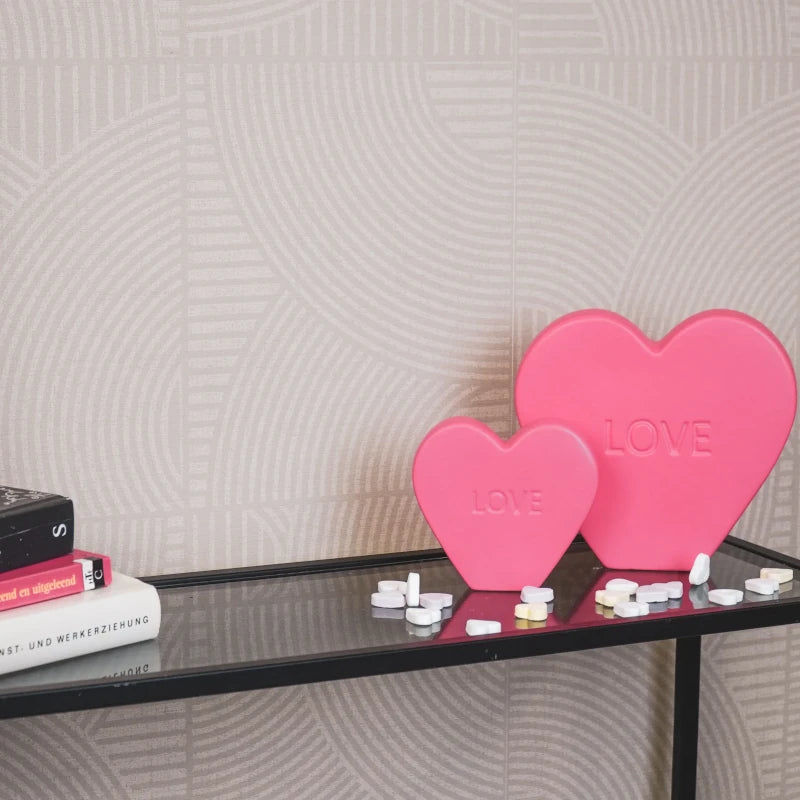 Hv Ornament Candy Heart 'love' Neon Pink, Sku 204134 B