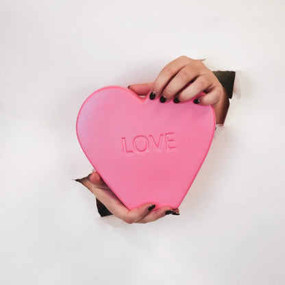 Hv Ornament Candy Heart 'love' Neon Pink, Sku 204134 C