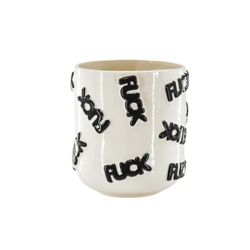 Hv Pot 'fuck' Ceramics White Black 17,5x17,5x17,5cm Sku 204095 A