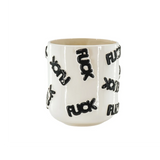Hv Pot 'fuck' Ceramics White Black 17,5x17,5x17,5cm Sku 204095 A