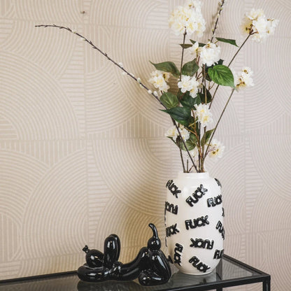 Hv Vase 'fuck' White Black, Sku 204092 A