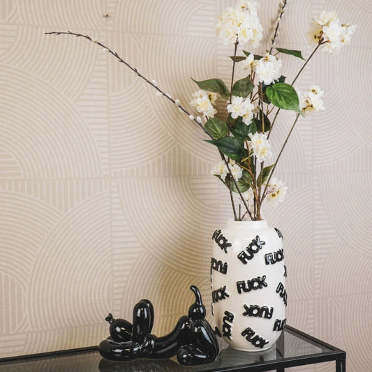 Hv Vase 'fuck' White Black, Sku 204092 A