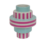 Hv Vase Stripe Ceramics Green Pink 14,5x14,5x18cm Sku 203918 A