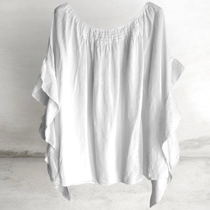 Carmen Bluse "ELARA" mit Volants, weiß