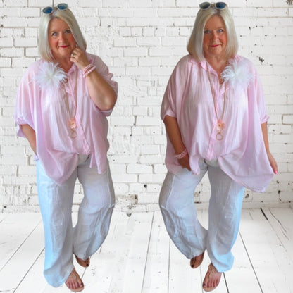 leichte oversized Bluse "MINIMALIST", rosa