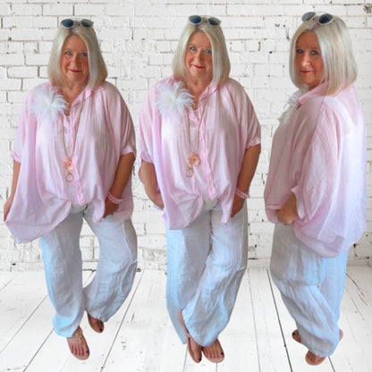 leichte oversized Bluse "MINIMALIST", rosa