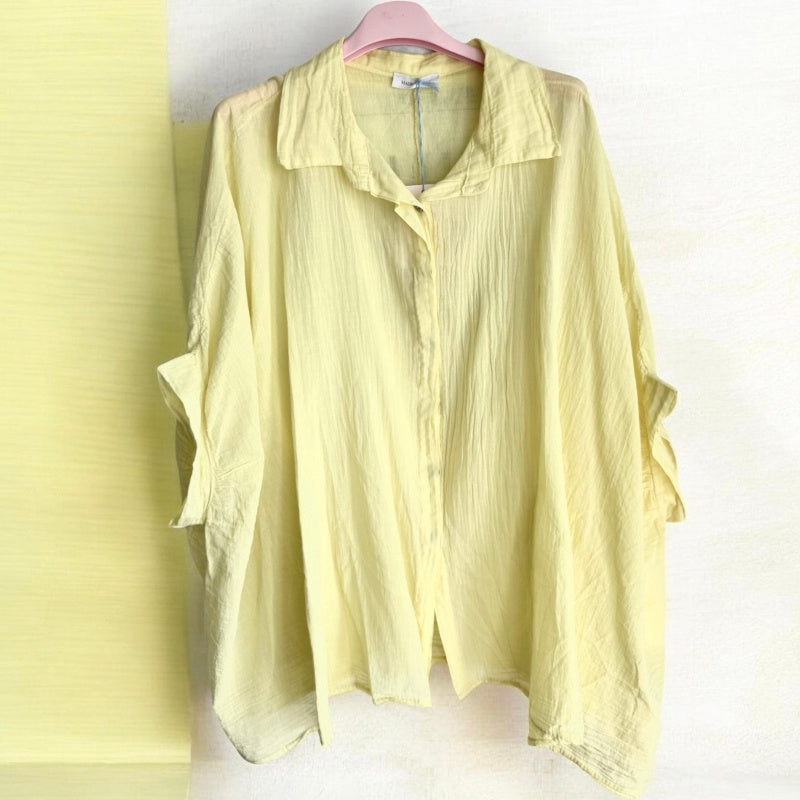 leichte oversized Bluse "MINIMALIST", zitronengelb