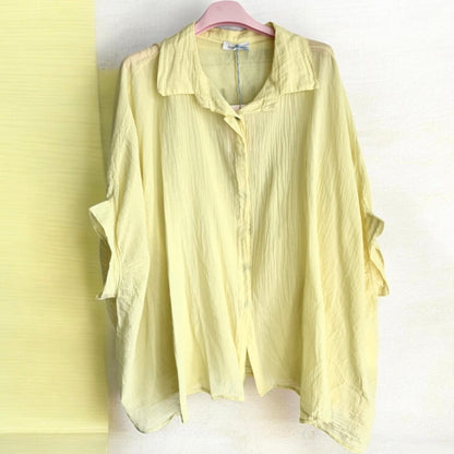 leichte oversized Bluse "MINIMALIST", zitronengelb