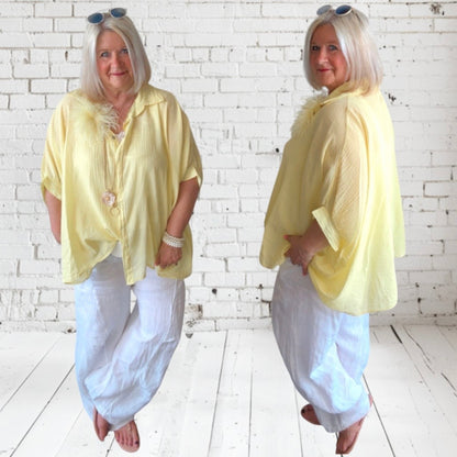 leichte oversized Bluse "MINIMALIST", zitronengelb