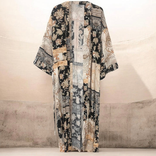 Kimono "POETRY" 3/4-Ärmel, schwarz