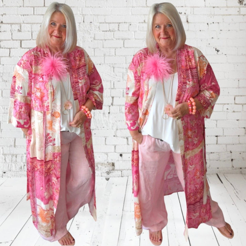 Kimono "POETRY" 3/4-Ärmel, pink