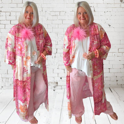 Kimono "POETRY" 3/4-Ärmel, pink
