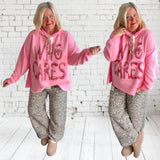 Hoodie "WHO CARES", candy pink