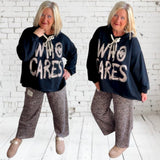 Hoodie "WHO CARES", schwarz