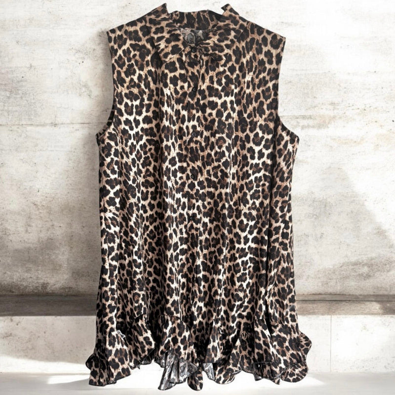 ärmellose Bluse "FLIRTY LEO" mit Rüschen