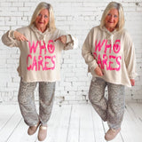 Hoodie "WHO CARES", beige