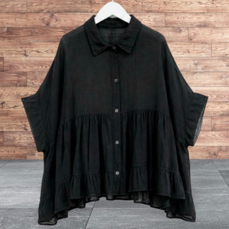 leichte oversized Bluse "RELAXED", schwarz