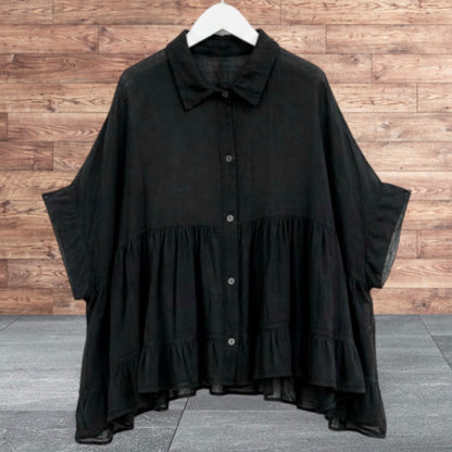 leichte oversized Bluse "RELAXED", schwarz
