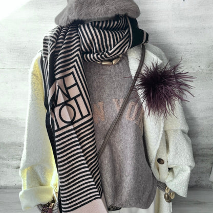 Schal "ART DECO", beige/schwarz