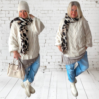 Pullover mit Zopfmuster "CABLE", ecru