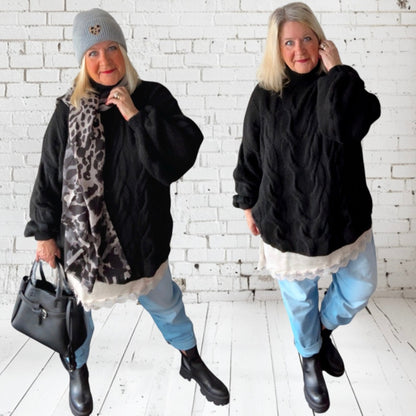 Pullover mit Zopfmuster "CABLE", schwarz
