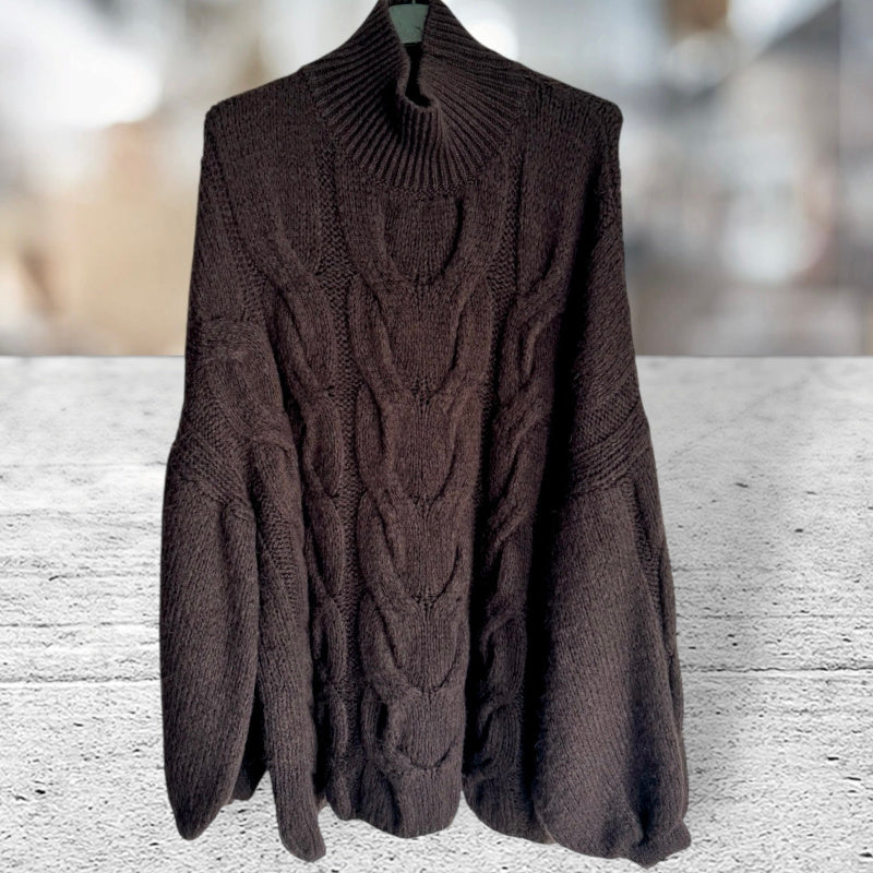 Pullover mit Zopfmuster "CABLE", schoko