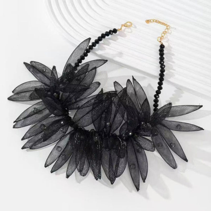 Halskette "SPARKLING PETALS", schwarz