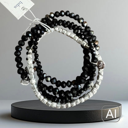 BIBA Crystal-Armband-Set, schwarz/silber
