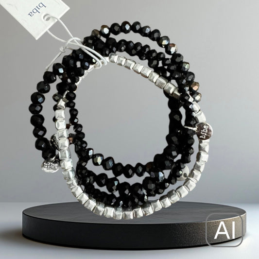 BIBA Crystal-Armband-Set, schwarz/silber
