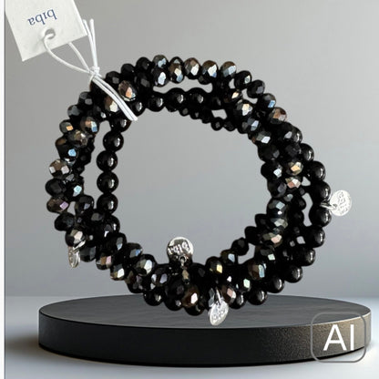 BIBA Crystal-Armband-Set, schwarz-braun