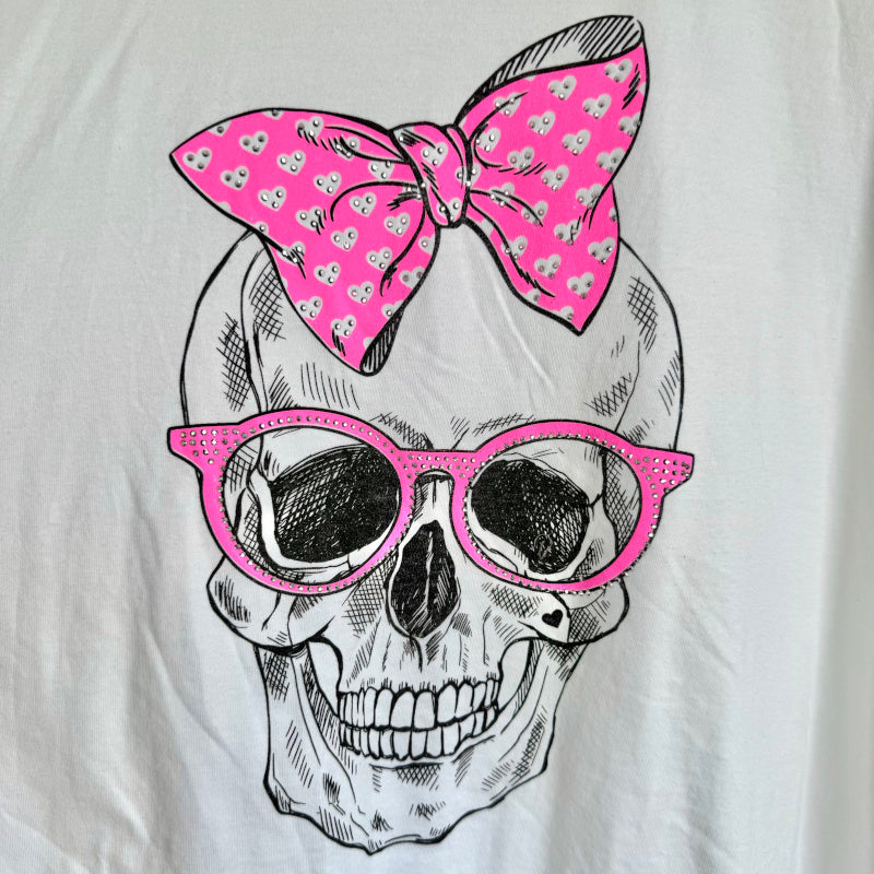 T-Shirt "SKULL" mit Glitzer, weiß