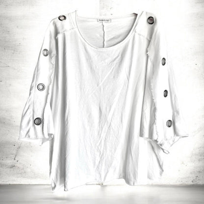 Shirt "EYELETS" 3/4 Arm mit Ösen, weiß