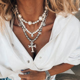 Halsketten "BIG FAUX PEARL with SILVER DETAILS"