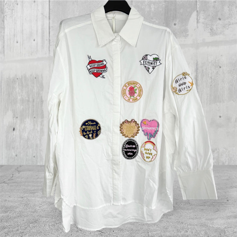 Hemdbluse "FOR GIRLS ONLY", weiß