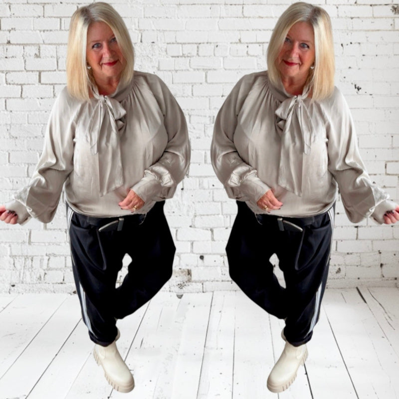 Satin Bluse "RIBBON" in 2 Farben