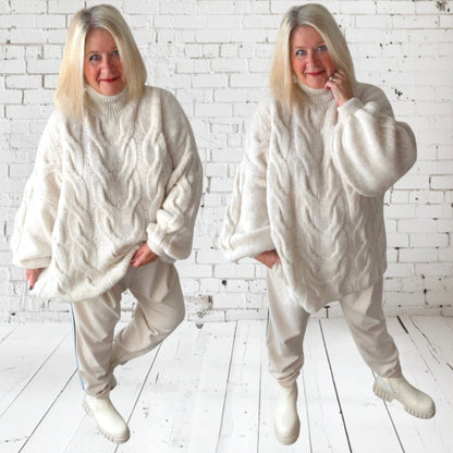 Pullover mit Zopfmuster "CABLE", ecru