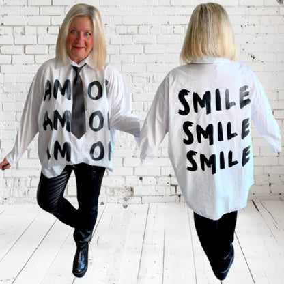 Bluse "AMOR" mit Krawatte, w/s