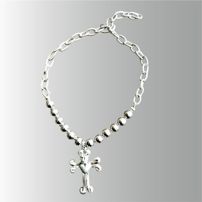 Halsketten "BIG FAUX PEARL with SILVER DETAILS"