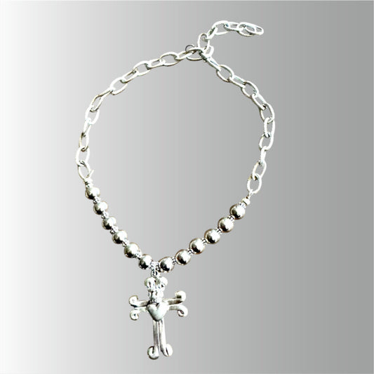 Halsketten "BIG FAUX PEARL with SILVER DETAILS"